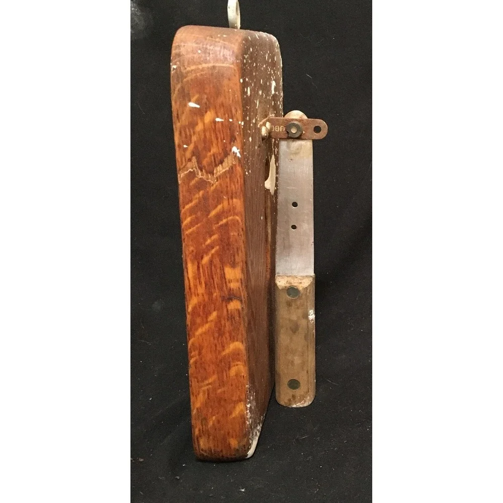 Primitive Vintage Guillotine Knife Cutter Slicer Tool Wood Base Handmade